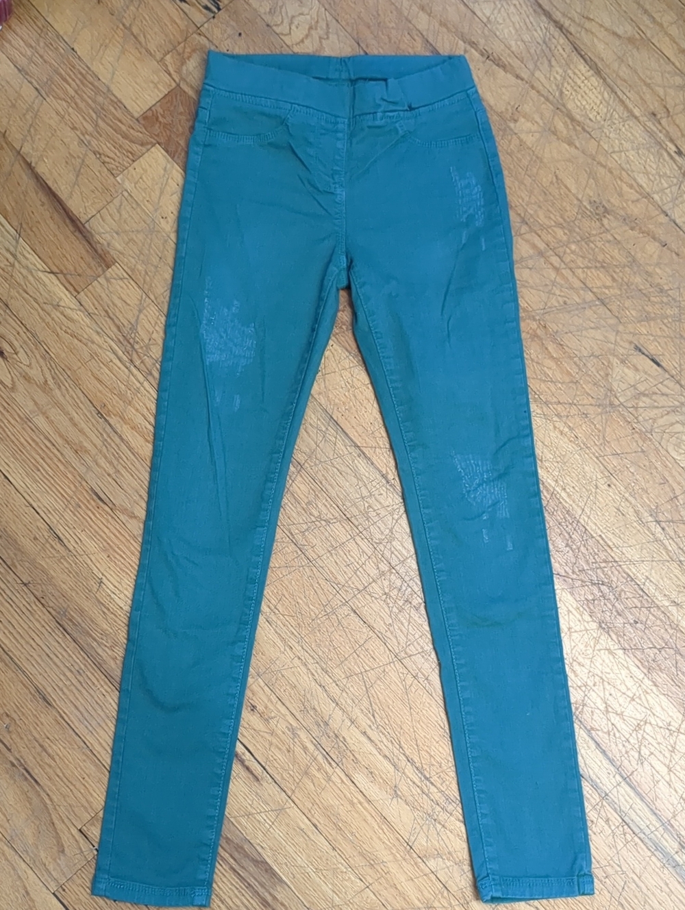 Distressed Green Jeggings